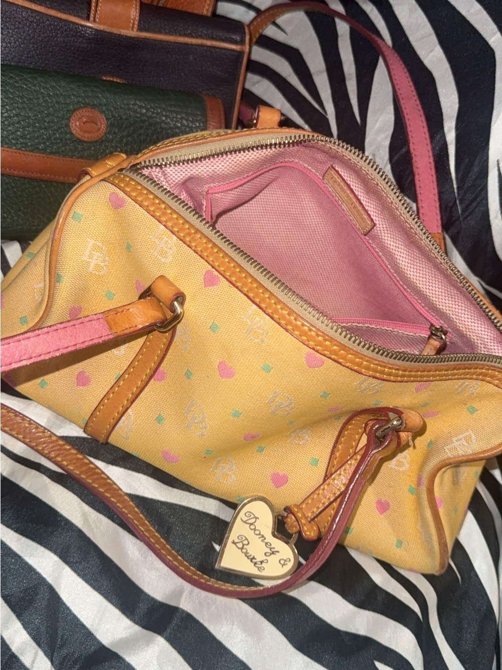Dooney & Bourke Yellow Heart-Print Crossbody Bag